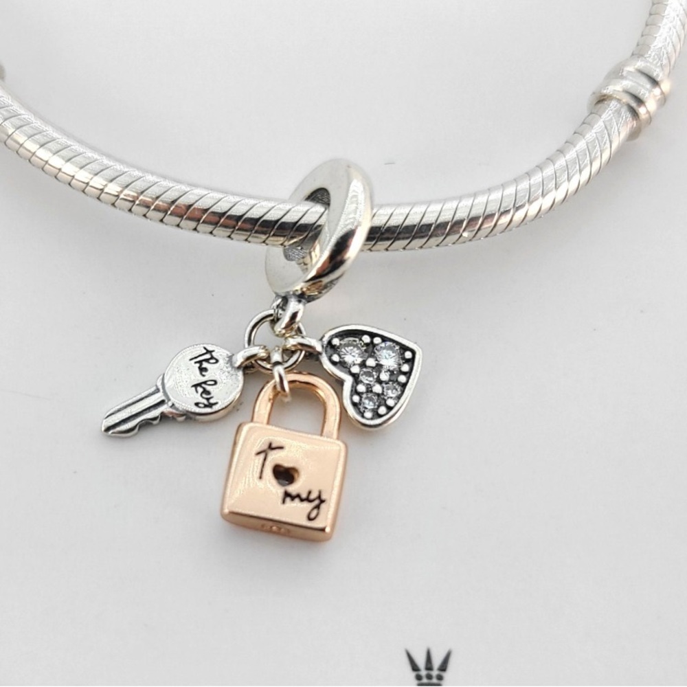 PANDORA Silver and Rose Gold Charm 🔐